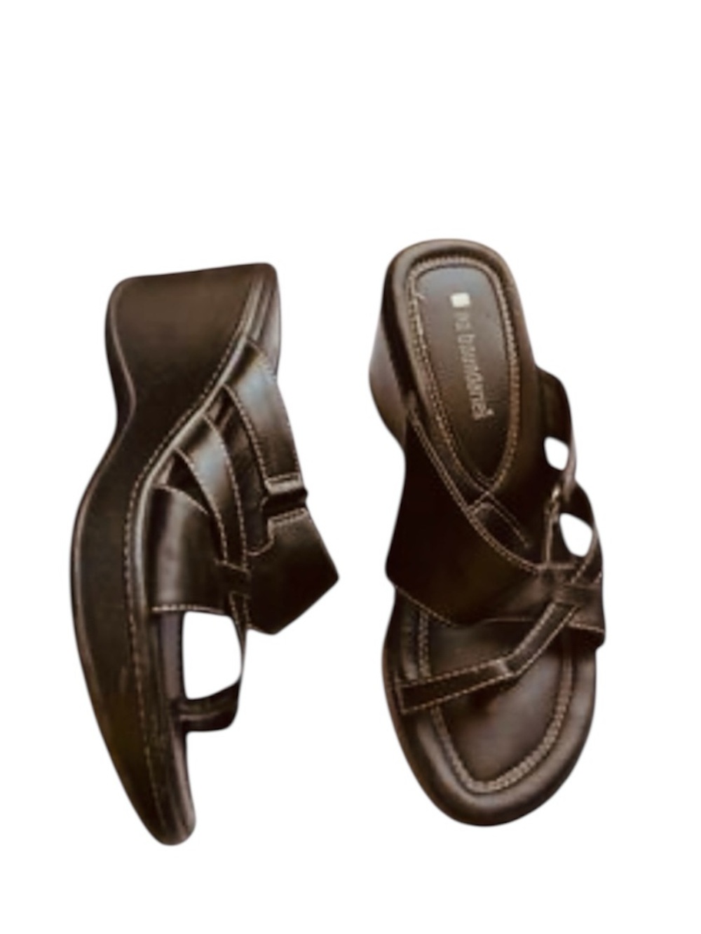 No Boundaries Brown Slip-On Wedge platform mule Y2K